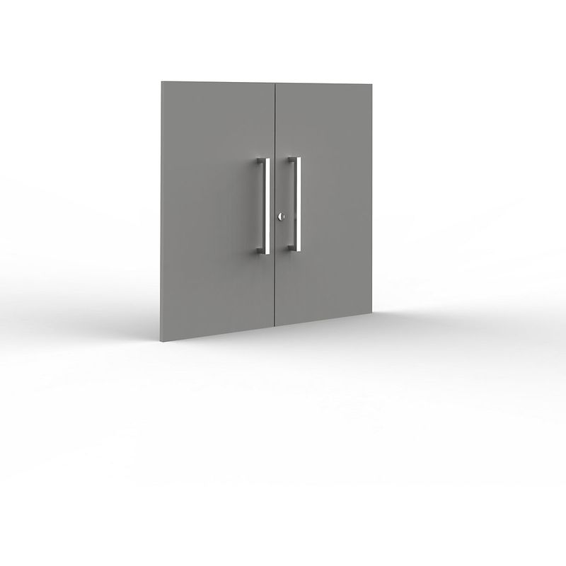 Form 4 Porte D Armoire Basse 2 Hauteurs De Classeurs Verrouillable Poignees Inox Blanc Coloris Blanc 4044917420083