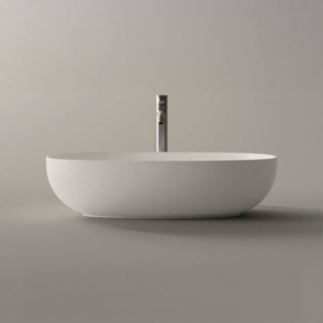 FORM 60x35 Blanc brillant. sans bonde. siphon noir mat