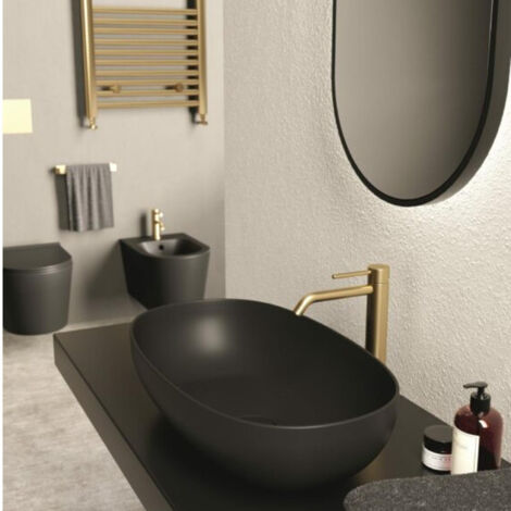 FORM 60x35 Noir mat. sans bonde. sans siphon