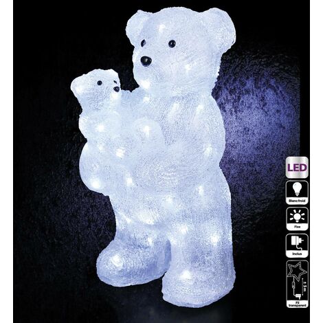 Forma di mamma e orsetto in acrilico con 56 LED lampeggianti H.44cm per esterno - Feeric lights & christmas