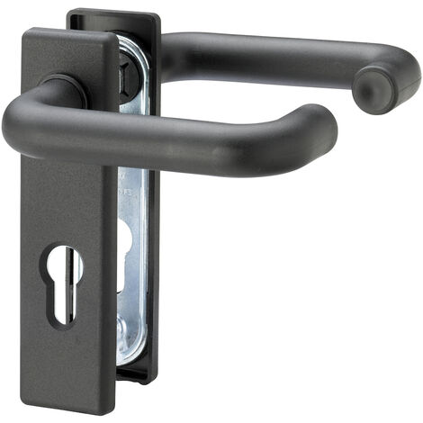 Format FH-Kurzschild-Drückergarnitur U-Form 9 72 eckig TS 40-66mm PZ KS schwarz