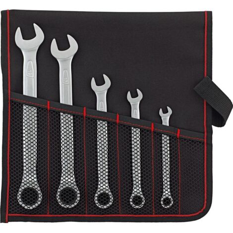 FORMAT Ratschenschlüssel-Set 5-teilig 8-19mm in Rolltasche