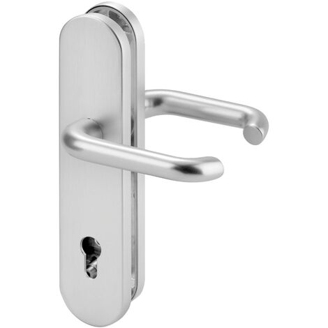 Format Schutz-Langschild-Drückergarnitur ES 1 15mm oval U-Form 8/72 ZA ER matt