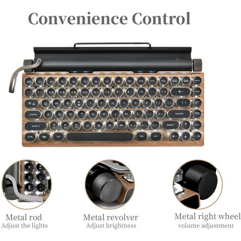Forme de clavier-machine à écrire mécanique à axe vert, design rétro la batterie intégrée est facile à transporter, vous pouvez utiliser la connexion Bluetooth  texture de première classe