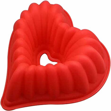 Forme de Coeur Moule en Silicone, Moule à Gâteau en Silicone, Moules Multi-Cavités, Gâteau à Anneau Rainuré, Moule de Cuisson pour Muffins, Gâteau, Savon, Gelée, Pâtisserie, Cupcake