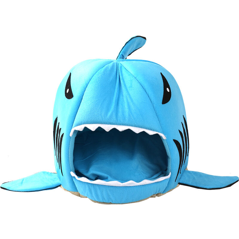 Forme De Requin Double Usage Coton Chats Chiens Maison Et Pad Pet Fournitures, Bleu, M
