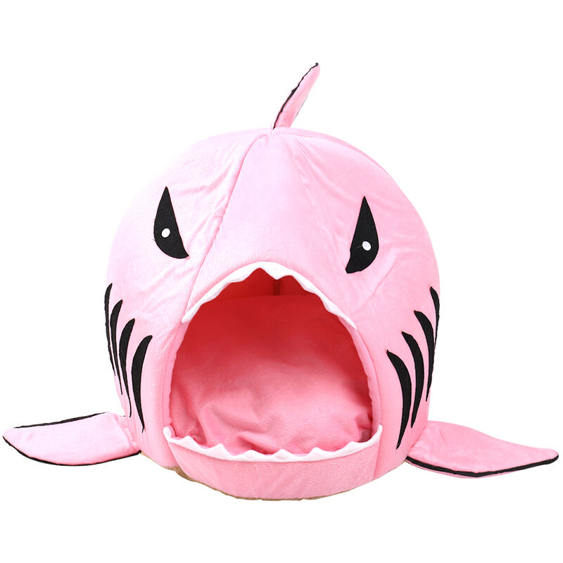 Forme De Requin Double Usage Coton Chats Chiens Maison Et Pad Pet Fournitures, Rose, M