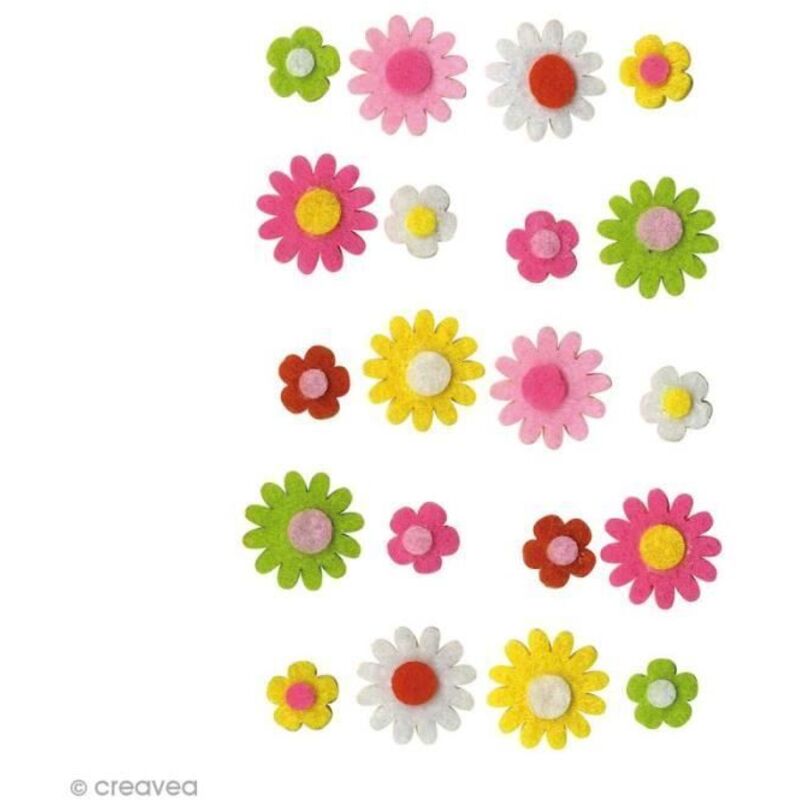 ARTEMIO Forme d&eacute;corative -  - Fleurs marguerites - 20 pcs - Feutrine - Blanc