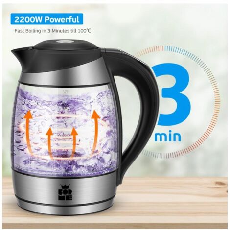 Bouilloire électrique En Verre 1.7 L Avec Filtre à Chaux D'illumination LED Sans BPA Arrêt