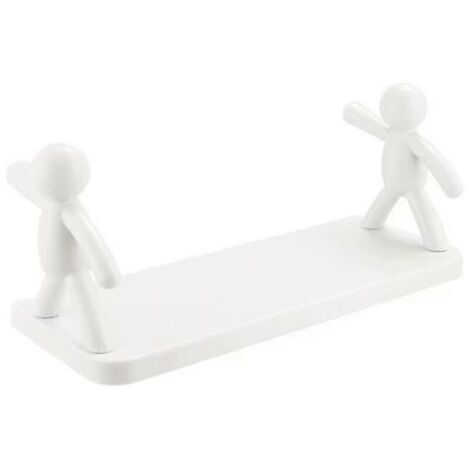 Forme Humaine Étagère Murale Salle De Bains Free Punch Étagère Murale Cuisine Vinaigre Bouteille Condiment Bouteille Organisateur De Stockage Blanc 13"x5"