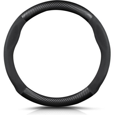 Forme Ronde Fibre de Carbone PU Cuir Couvre Volant, 38cm Antidérapant Couvre Volant, Voiture Respirant Sport Housse Volant, Voiture Pour Diamètre