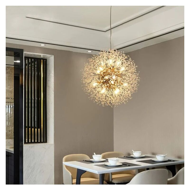 Forme Ronde Moderne Led Pissenlit Spoutnik Lustre Feux D'artifice Plafond Luminaires Suspendus Pour La Maison Salon 8 Têtes