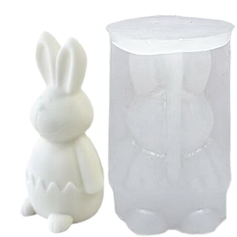 Formes pour Fabrication de Bougies  Moule À Démoulage Facile - Moule en Silicone Lapin de Pâques pour Bougie  pour Usage Domestique, DIY, Résine, Chocolat, Pudding, Statue, Plâtre, Béton,