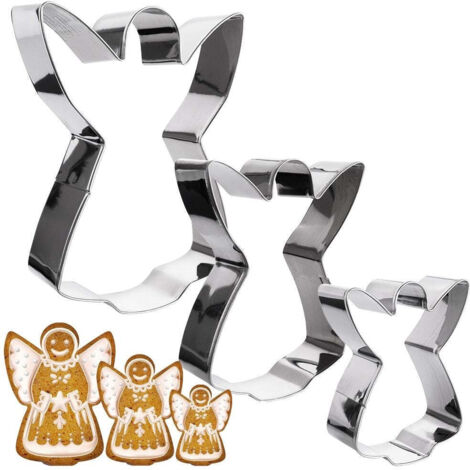 Formine per biscotti in acciaio a forma di angelo, 12 cm, 3 pezzi.