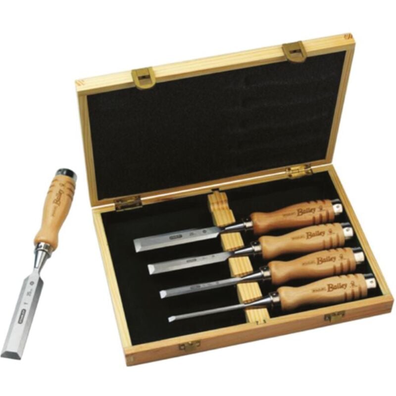 

Juego de cinceles tamao 6.10.15.20.25 mm en estuche de madera - Stanley