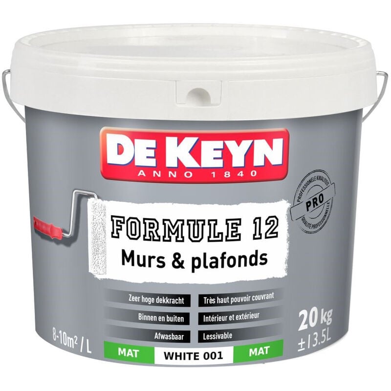 Peinture mate blanche pour mur et plafond OXI formule 12 Bleu Flower Power (li12) 20 litres