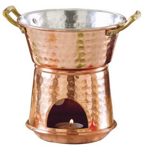 Fornellino Bagna Cauda de cobre de 14 cm de diámetro y 17 cm de altura, capacidad 0,8 litros