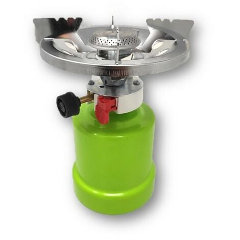 Fornello da Campeggio Mini Stufa Compatto Fornellino Antivento a Gas  Pieghevole in Acciaio con Accensione (5800 WATT)