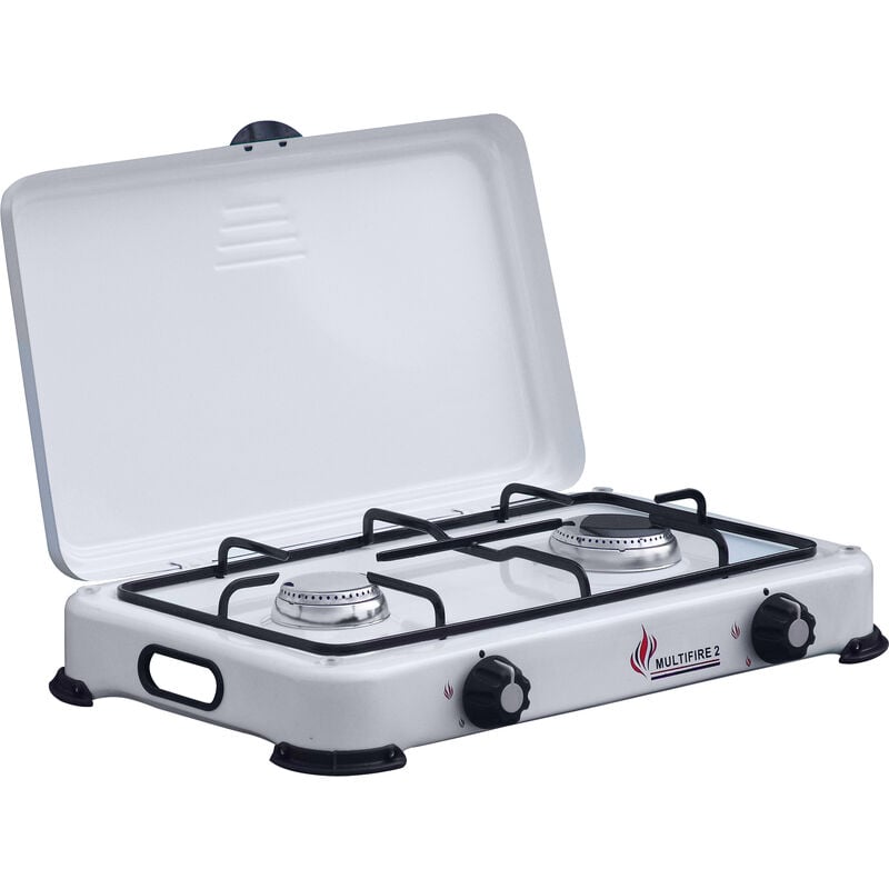 Marca - fornello a gas 2 fuochi con coperchio camping multifire 2