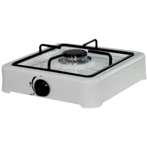 Fornello a gas in acciaio 1 fuoco con bruciatore in lega sparti fiamma e griglia 23x23x12 Cm