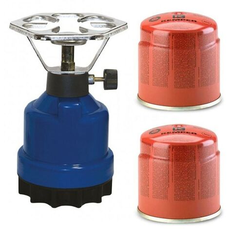 Fornello cucina a gas con 2 bombolette da viaggio per tenda campeggio boy scout