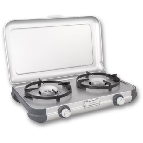 Fornello cucinino BB gas portatile due fuochi leggero e compatto con coperchio acciaio smaltato Campingaz Kitchen 2