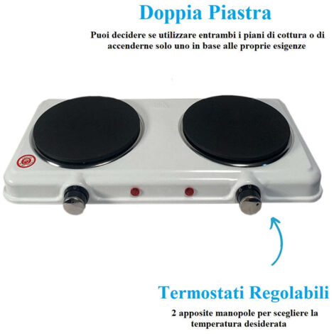 Fornello elettrico con 2 piastre 2000W - 43x22xh7,5 cm