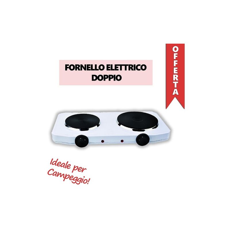 Image of Fornello elettrico doppio 2 piastre mm 180-150 potenza 1500+1000 watt