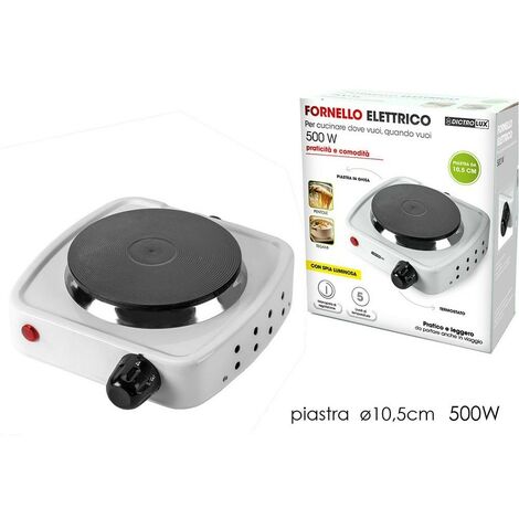 Fornello elettrico piastra da campeggio viaggio 500W per pentole e tegami con spia luminosa e termostato