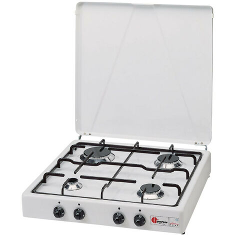 Fornello gas Sconosciuta Parker PFO542BGPGM Fornello a Gas Metano 4 Fuochi Smaltato bianco con Coperchio