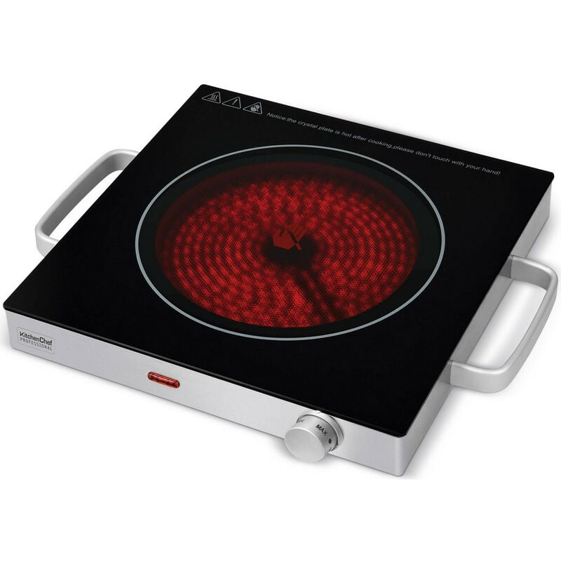 Image of Fornello in acciaio inox da 2000w in vetroceramica - kcppv2000 - kitchen chef