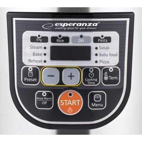 Fornello multifunzione Esperanza EKG011 da 5 litri, 860 W, in acciaio inossidabile e nero