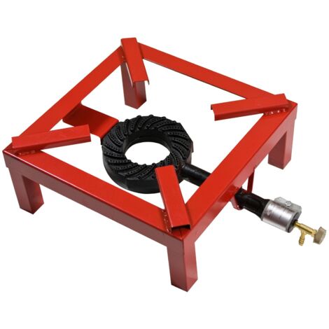 fornellone a gas cm 40x40 in acciaio rosso con bruciatore per campeggio casa