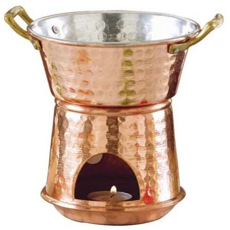 Fornellono Bagna Cauda en cuivre, diamètre 14 cm, hauteur 17 cm, capacité 0,8 L