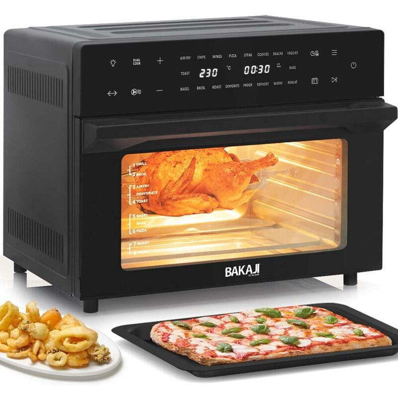 Forno Friggitrice Ad Aria Calda 30Lt Digitale 1800W Frigge Cuoce Senza Olio Nero