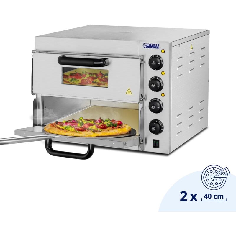 Royal Catering - Forno Per Pizza Elettrico Con Pietra Da Casa Professionale Argilla Chamotte 3 Kw