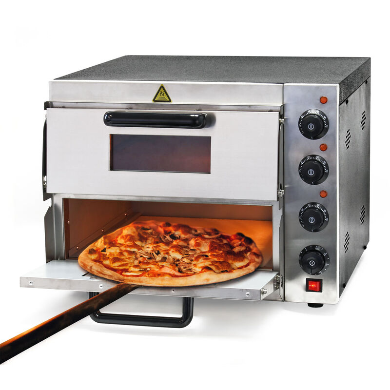 Image of Forno pizza a 2 livelli con pietra refrattaria in cordierite, 3000W, 350°C Fornetto elettrico - silberfarben