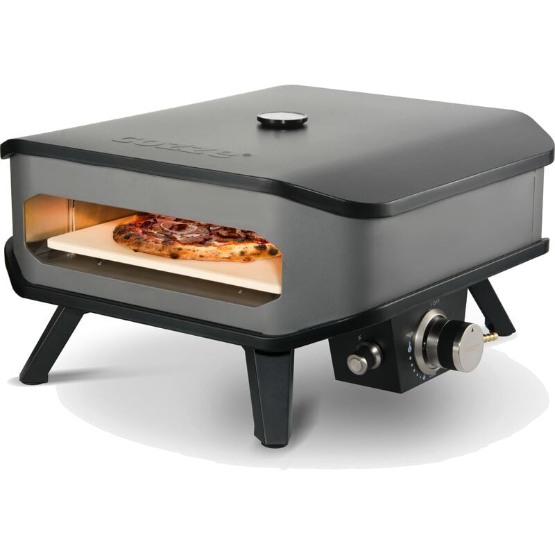 Image of Cozze - 90349 - Forno per pizza a gas da 13, con termometro, mobile, pietra per pizza a gas, regolabile fino a 400°, con pietra per pizza portatile
