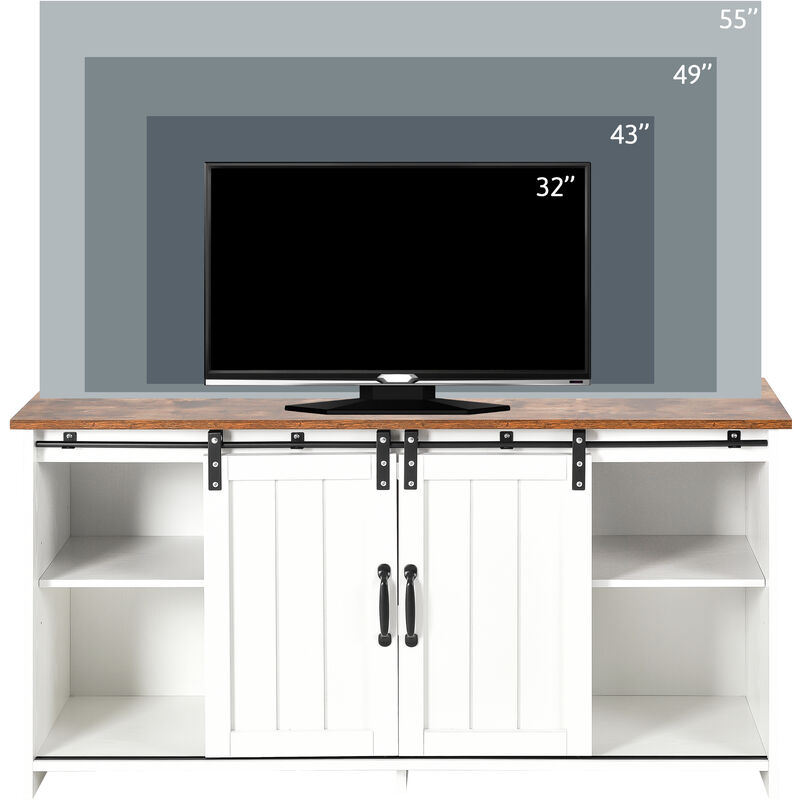 Foroo - Meuble TV, buffet, armoire de cuisine, armoire de rangement, armoire latérale, avec 2 portes coulissantes, étagère réglable, étagères