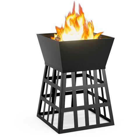 main image of "Foroo Outdoor Square Fire Pits, Garden Burner Brazier with Large Bowl for Logs or Coals for BBQ , Barbecue Charcoal, Garden Camping Backyard, Picnic, Camping, Bonfire"