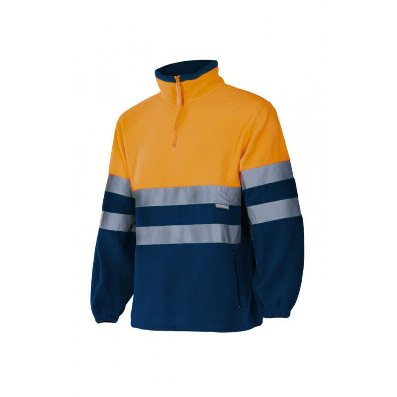 

Forro polar bicolor alta visibilidad con puños elásticos Serie 182 | 2XL - Naranja flúor / Azul marino - Velilla