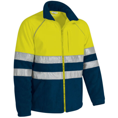 Forro polar de Alta Visibilidad con cuello alto y cintas reflectantes EN13688 y EN20471, tejido micro-polar ANETO S Amarillo fluor / Azul marino