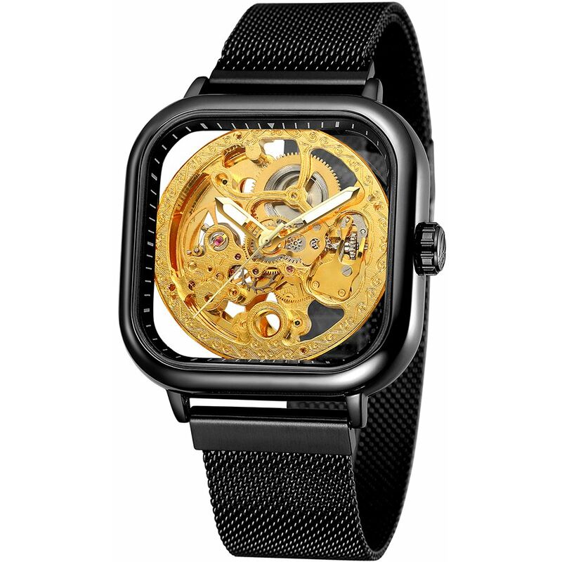 

291 Reloj mecanico para hombre 3ATM Impermeable de lujo de negocios Luminoso Reloj masculino Reloj de pulsera esqueleto para hombres con correa de