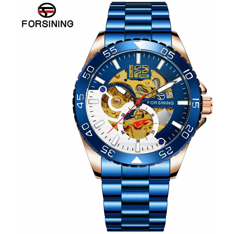 

FORSINING Reloj mecanico automatico de acero inoxidable para hombre Reloj de pulsera empresarial 3ATM,D
