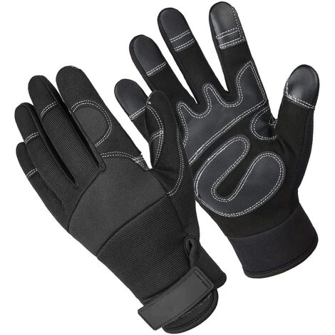 SERBIA Forsthandschuhe (Kettensägen und Gartengeräte) Gartenarbeitshandschuhe Touchscreen Atmungsaktiv, verschleißfest und rutschfest Laubao Gartenbau-Arbeitshandschuhe, Schwarz