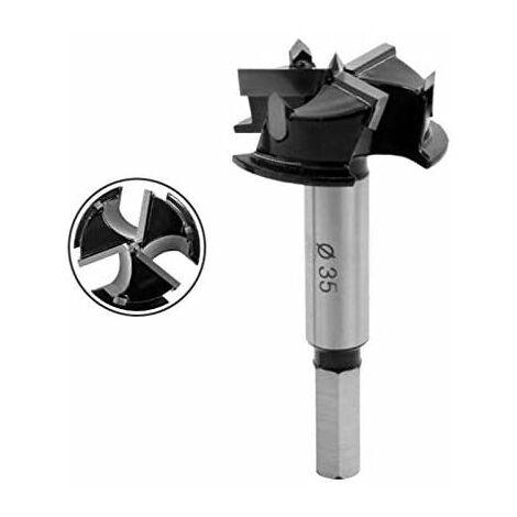 Forstner 35mm Bohrer, Scharnierbohrer, Forstner Hartmetallbohrer für Holzbearbeitung, Möbel, Türscharnierloch (KKQ-35N)
