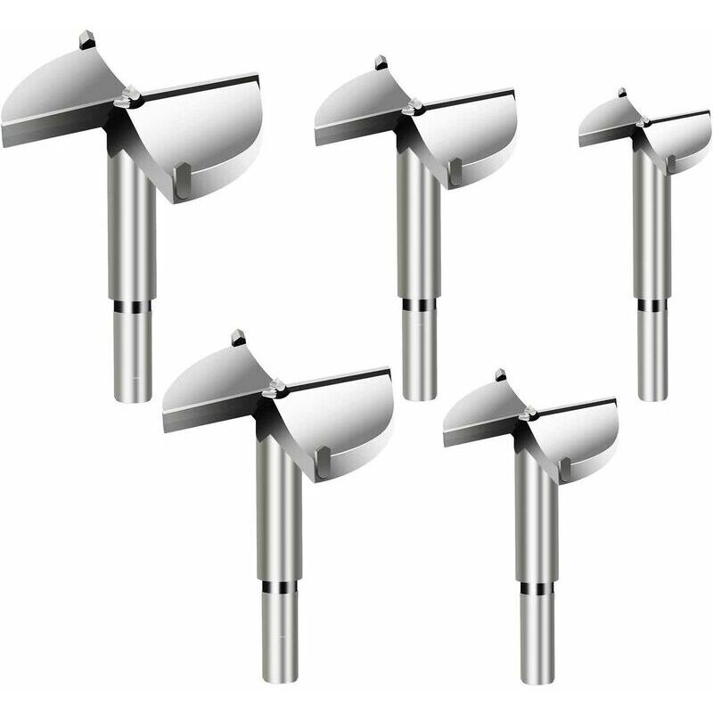 Forstner 5pcs foret à bois diamètre 35/40/45/50/60mm foret de fraise en carbure pour le forage du bois, l'installation de portes à billes dans le