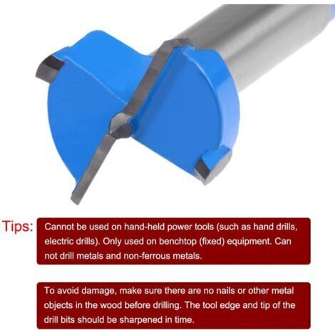 Forstner Forets 21 mm, ouvre-tarière en carbure de tungstène pour scie cloche à bois, perçage de trous de charnière pour le travail du bois (bleu, gris)
