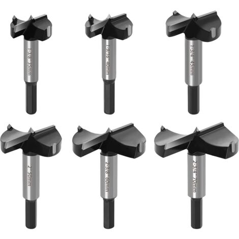 Forstner Lot de 6 forets Forstner en acier tungstène avec pointe de centrage, forets à bois et bois dur, 35 mm, 40 mm, 45 mm, 50 mm, 60 mm, 70 mm