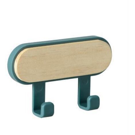 Fort auto-adhésif porte crochet mural en bois ABS porte-chapeau clé cintre organisateur mural cuisine salle de bain accessoires 1 pièces (bleu)